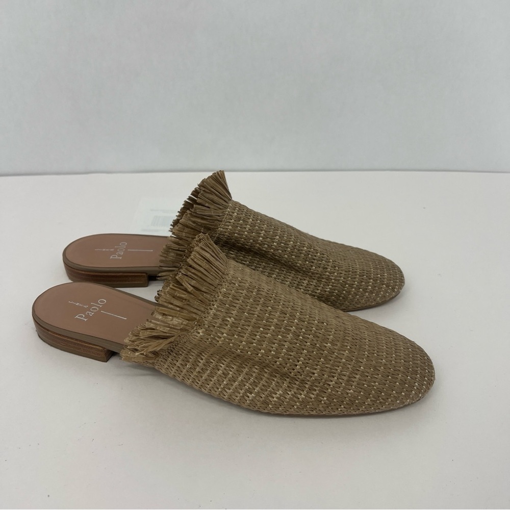 Paolo Brown Woven straw Mules